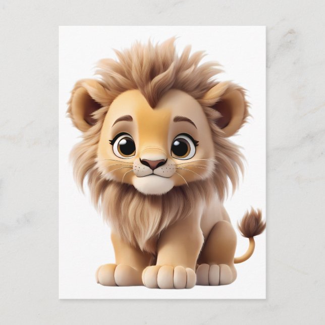 Jungle Adorable Lion Cub Sitting Portrait  Vykort (Framsida)