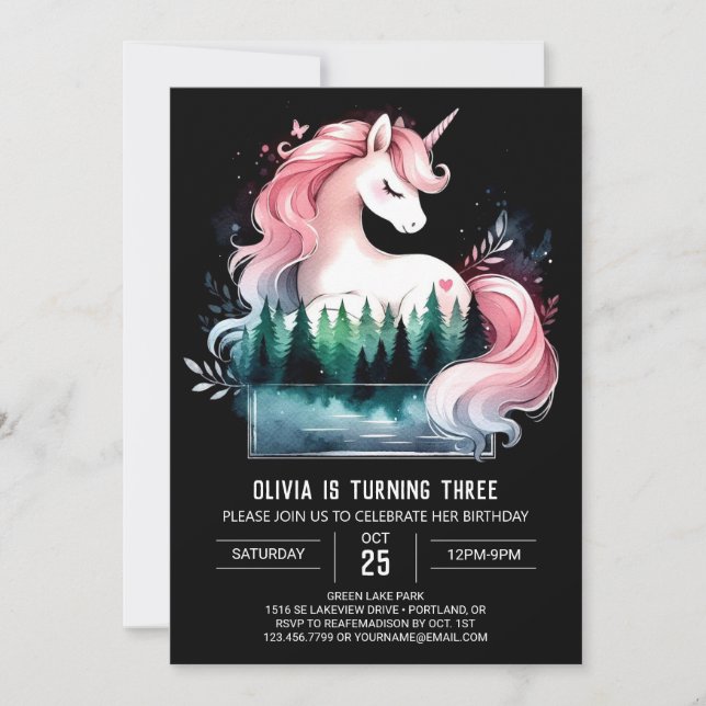 Jungle Adsible Horse Birthday Inbjudningar (Framsida)