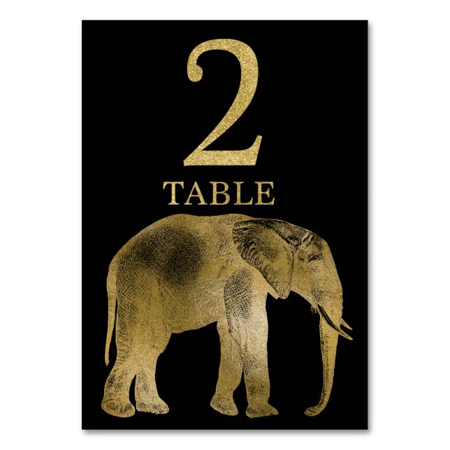 Jungle African Animal Elephant Bordsnummer Card 2 (Framsidan)