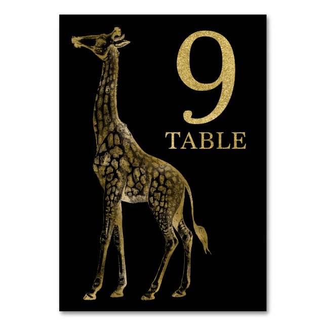 Jungle African Animal Giraffe Bordsnummer Card 9 (Framsidan)