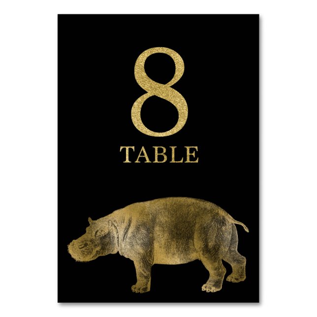 Jungle African Animal Hippo Bordsnummer Card 8 (Framsidan)