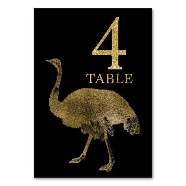 Jungle African Animal Ostrich Bordsnummer Card 4 (Framsidan)
