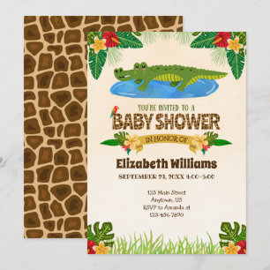 Jungle Alligator Crocodile Baby Shower-inbjudan Inbjudningar