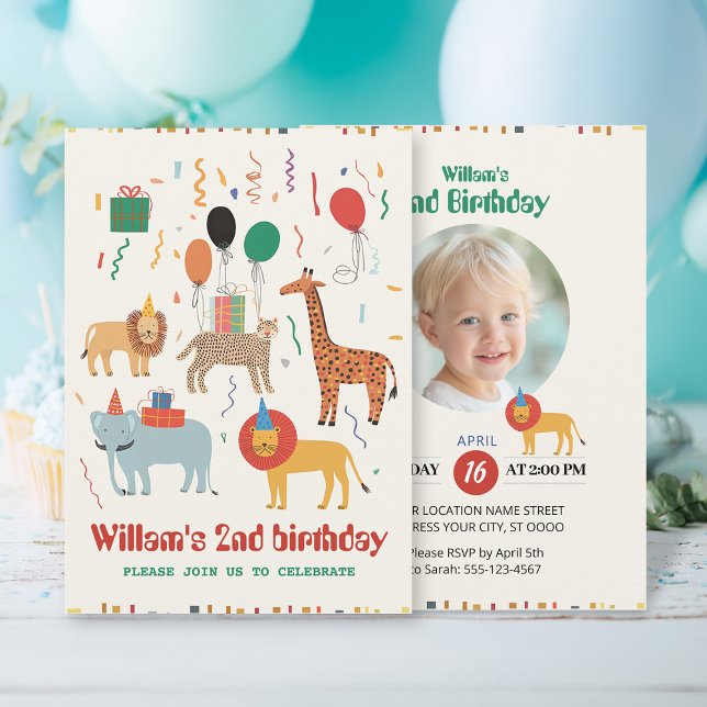 Jungle Animal 2:a födelsedagsinbjudan Inbjudningar (Skapare uppladdad)