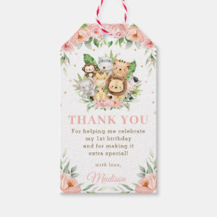 Jungle Animal Baby Shower Birthday Tack Favoriter Presentetikett