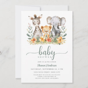 Jungle Animal Baby Shower-inbjudan Inbjudningar