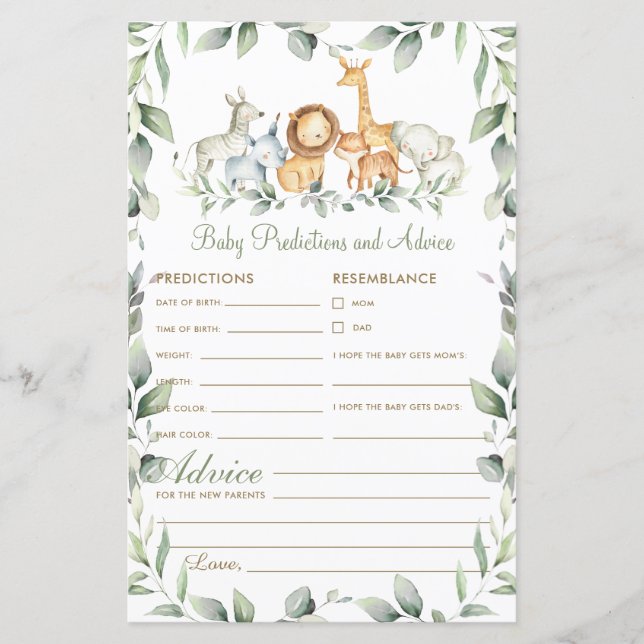 Jungle Animal Grey Baby Predictions and Advice (Framsida)