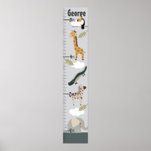 Jungle Animal Growth Chart Ändra inte storlek! Poster