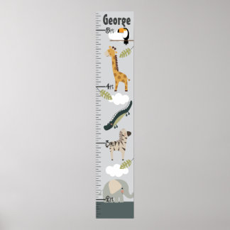 Jungle Animal Growth Chart Ändra inte storlek! Poster
