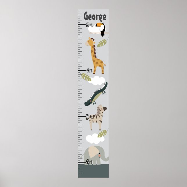 Jungle Animal Growth Chart Ändra inte storlek! Poster (Framsidan)