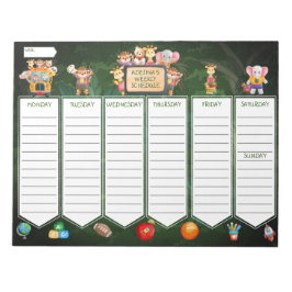 Jungle Animal Kids Weekly School Activity Planner Anteckningsblock