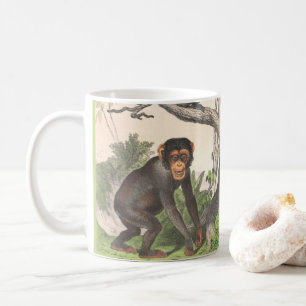 Jungle Animal Monkey Chimpanzee Vintage Watercolor Kaffemugg
