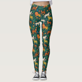 Jungle Animal Mönster med Flowers Leggings