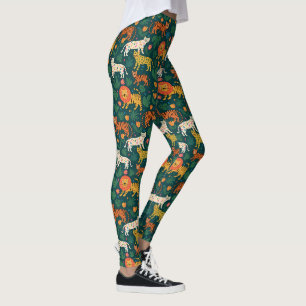 Jungle Animal Mönster med Flowers Leggings