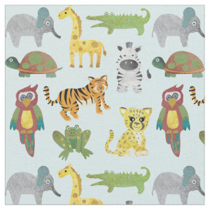 Jungle Animal Nursery Fabric Tyg