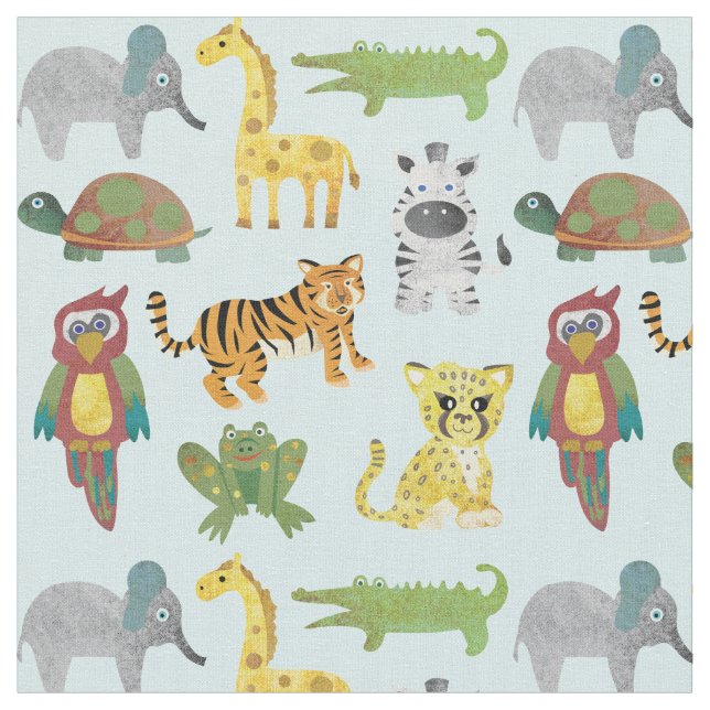 Jungle Animal Nursery Fabric Tyg (Närbild)