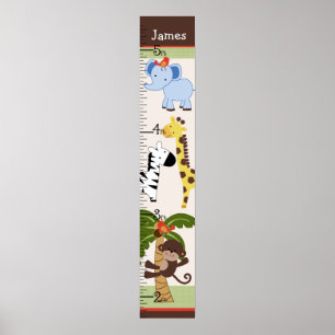 Jungle Animal Pals Growth Chart Keep at 8x44! Poster
