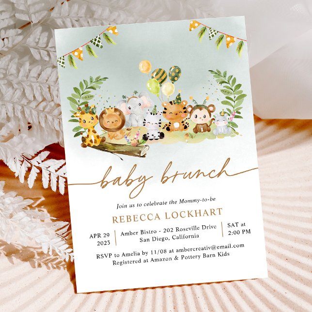 Jungle Animal Party Boy Baby Brunch-inbjudan Inbjudningar (Skapare uppladdad)