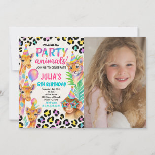 Jungle Animal Party för barn Inbjudningar