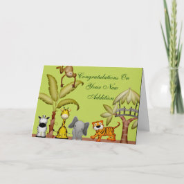 Jungle Animal Safari Firande Baby Shower Kort