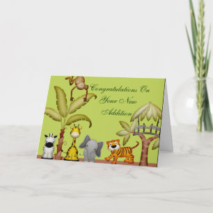 Jungle Animal Safari Firande Baby Shower Kort