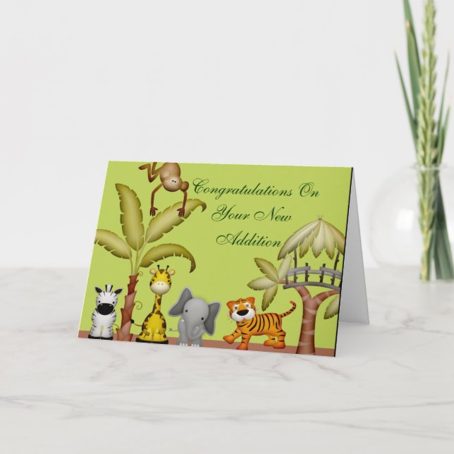 Jungle Animal Safari Firande Baby Shower Kort (Framsida)