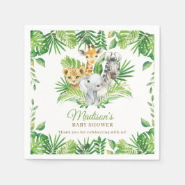 Jungle Animal Safari Greenery Neutralt Baby Shower Pappersservett