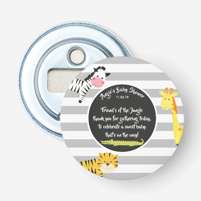Jungle Animal Tack Favor Gift Baby Shower Flasköppnare (Framsidan)