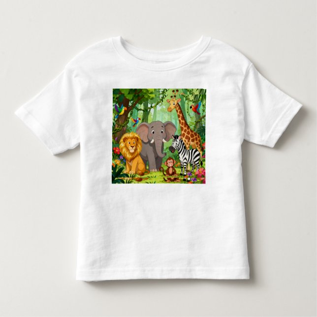 Jungle Animal Toddler T-Shirt | Soft Cotton Tee" (Framsida)