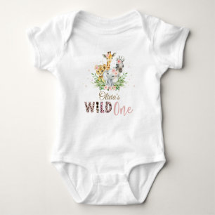 Jungle Animal Vild ONE Girl 1st Birthday Outfit B T Shirt