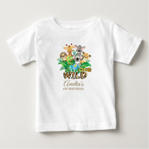 Jungle Animal Vild ONE Girl 1st Birthday Outfit T Shirt