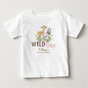 Jungle Animal Vild ONE Girl 1st Birthday Outfit T Shirt