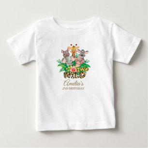 Jungle Animal Vild TWO Girl 2 Birthday Outfit T Shirt