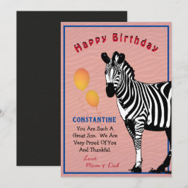 Jungle Animal Zebra Grattis på födelsedagen Card