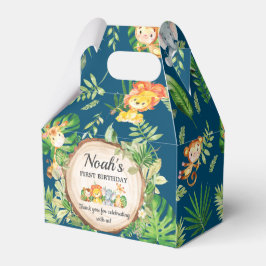 Jungle Animals 1:a födelsedag Party Tack Presentaskar