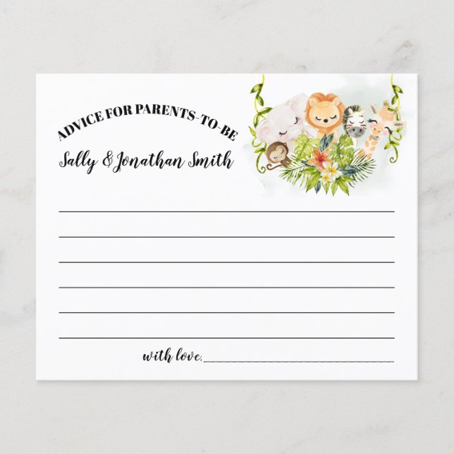 Jungle Animals Advice for Parents to be card Flygblad (Framsidan)