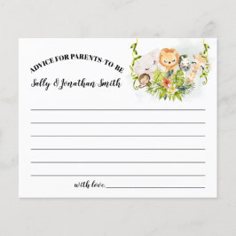 Jungle Animals Advice for Parents to be card Flygblad