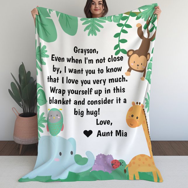 Jungle Animals Anpassningsbar Message eller Brev Fleecefilt (Jungle Animals Custom Message or Letter Fleece Blanket (L))