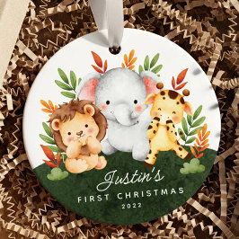 Jungle Animals Baby Första jul Julgransprydnad Keramik