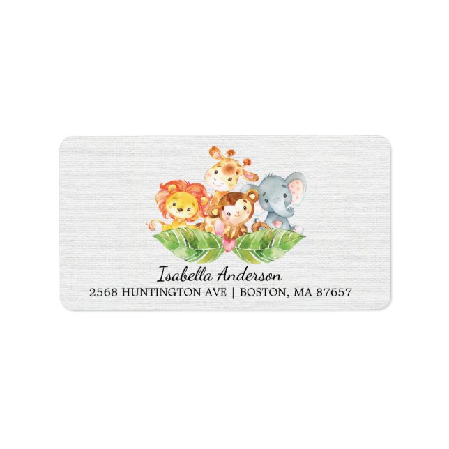 Jungle Animals Baby Shower-adressetikett Adressetikett (Framsidan)