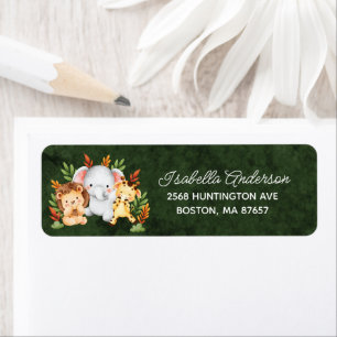 Jungle Animals Baby Shower-adressetikett Returadress Etikett