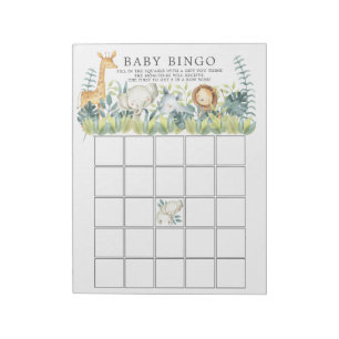 Jungle Animals Baby Shower Bingo Game Anteckningsblock