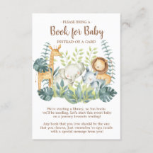 Jungle Animals Baby Shower Bok för Baby Card