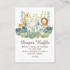 Jungle Animals Baby Shower Diaper Raffle Tilläggskort