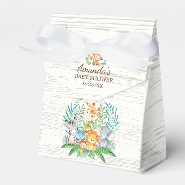 Jungle Animals Baby Shower Favor Box Presentaskar (Framsidan Sidan)
