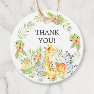Jungle Animals Baby Shower Favor Gift Märkre Gåvor Etiketter