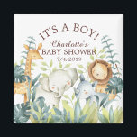 Jungle Animals Baby Shower Favor Magnet<br><div class="desc">Gruvdjur för en Neutralt babydusch. Ändra bakgrunden genom att klicka på Anpassa och använda vår färg-väljare! Matchande artiklar i vår butik.</div>