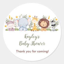 Jungle Animals Baby Shower Favor Stickers Runt Klistermärke