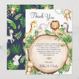 Jungle Animals Baby Shower Greenery Safari Boy Tack Kort