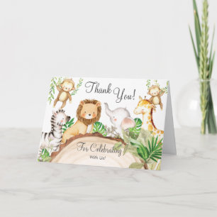 Jungle Animals Baby Shower Greenery Safari Boy Tack Kort